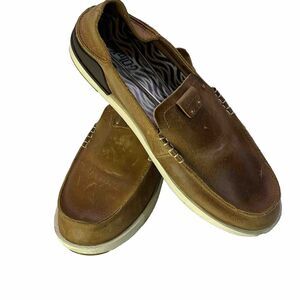 Olukai Kakaha Slip On Mens Sz 8 Brown Leather Loafer Comfort Casual Dressy Shoes